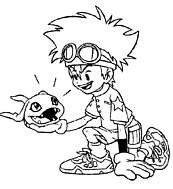 coloriage digimon tai et agumon petit